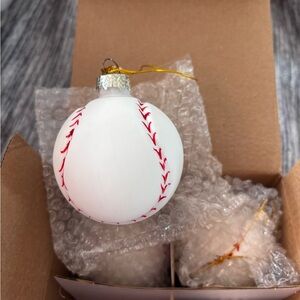Bioworld White and Red Baseball Ornament